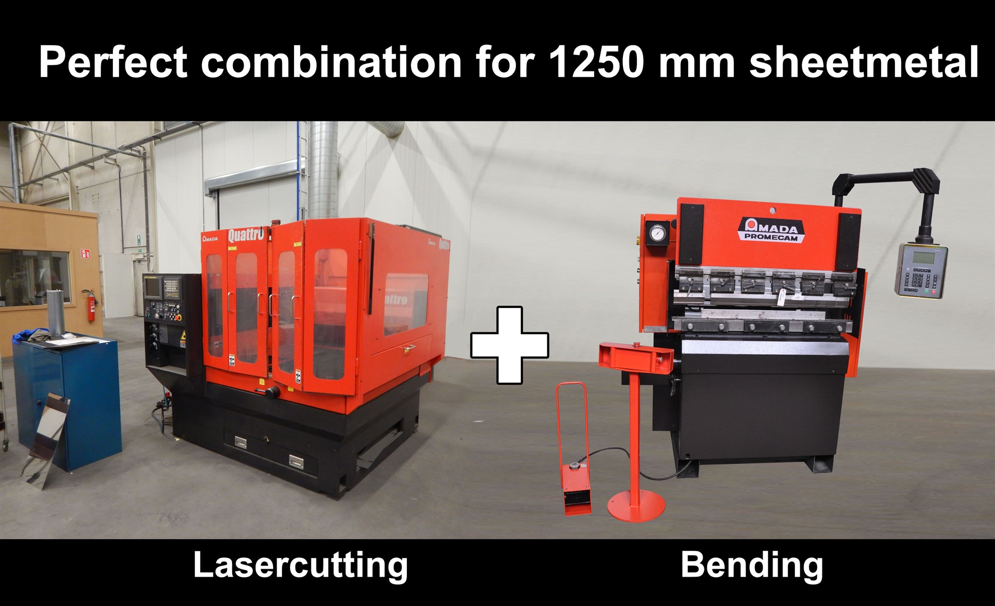 Amada Laser + Pressbrake 1250 mm Hydraulic press brakes, N° 10980