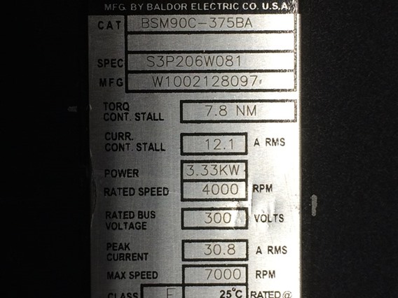 Baldor BSM90C-375BA, BLDC Motor-Baldor Motor