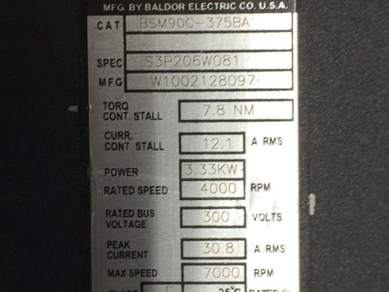 Baldor BSM90C-375BA, BLDC Motor-Baldor Motor