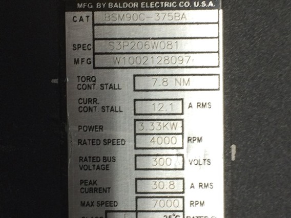 Baldor BSM90C-375BA, BLDC Motor-Baldor Motor