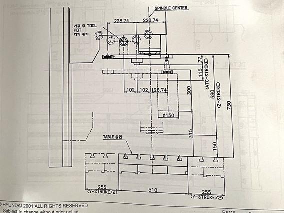 Hyundai SPT V1000 X: 1050 - Y: 510 - Z: 580 mm CNC