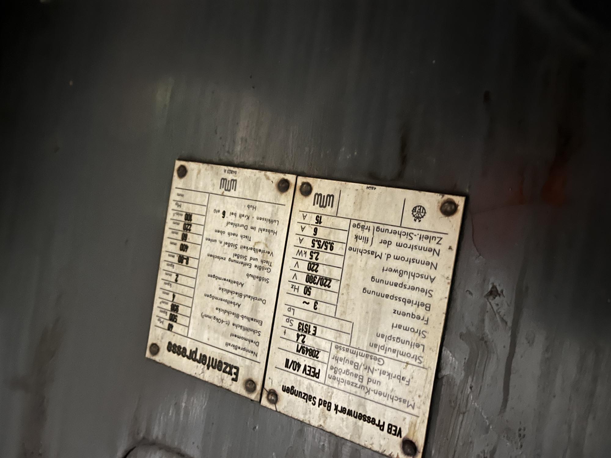 WMW – VEB PEEV 40/11 — Open gap eccentric presses — photo 6
