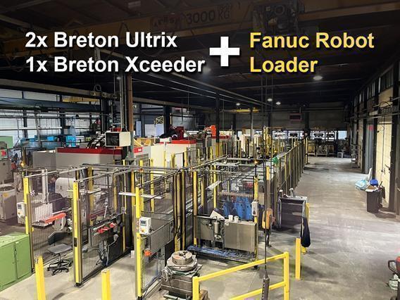 Fanuc Robot + 3 Breton machining centers 5 axes