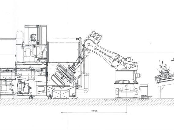 Fanuc Robot + 3 Breton machining centers 5 axes