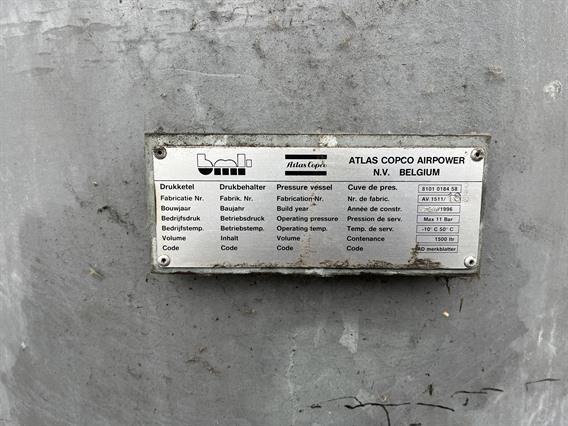 Atlas-Copco 1500 liter tank pressure vessel 11 bar