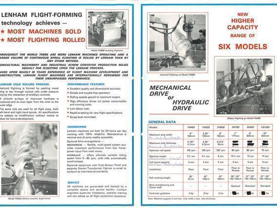 Lenham LM 800 flight forming machine