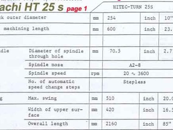 Hitachi Seiki Hitec-turn25 S Ø 600 x 620 mm