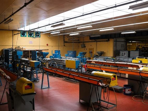 Plastic Extrusion Plant production of plastic pipes and 